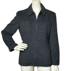 Jones New York Wool Mohair Zip Front Gray Coat Womens Size 12